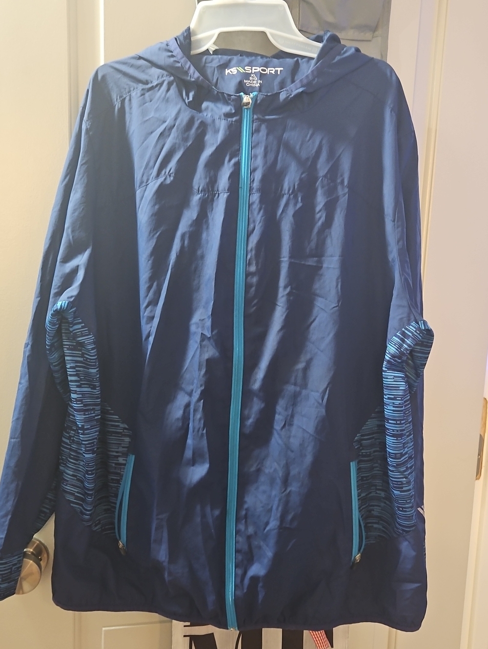 Women's Navy Hooded Utility Jacket with Teal Accents